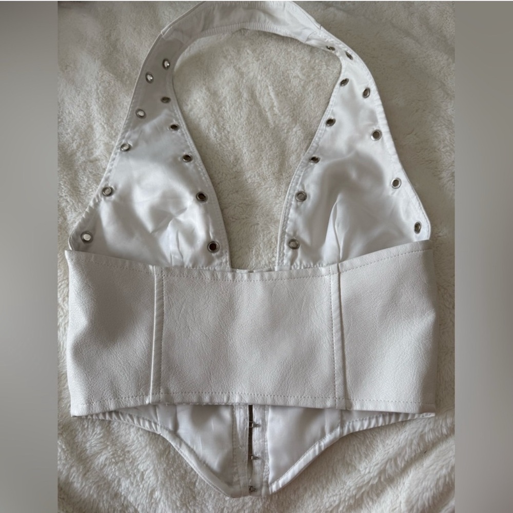 Princess Polly White Palladia Pu Jordy Halter Corset Top - Picture 6 of 7